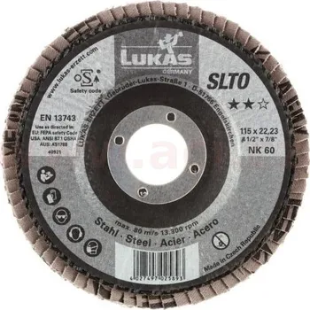 Brusný kotouč Lamelový kotouč šikmý 115 mm (pro Inox/ocel, ocel, litina) hrubost P80, LUKAS (Německo), SH K0054