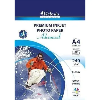 Fotopapír Fotografický papír "Advanced", do inkoustové tiskárny, lesklý, A4, 240g, VICTORIA A