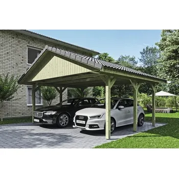 Přístřešek na auto Přístřešek na auto SKAN HOLZ Wallgau dvojitý 620 x 500 cm impregnovaný