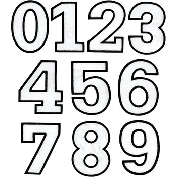Nažehlovací vyšívaná čísla - SADA - barva bílá s černým lemováním
