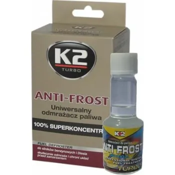 Nemrznoucí směs do chladiče K2 ANTI-FROST 50 ml - univerzální směs do paliva zabraňující usazování vody na dně nádrže