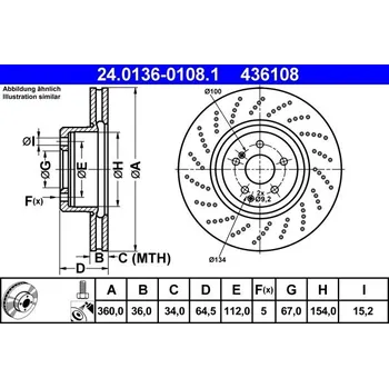 Brzdový kotouč Brzdový kotouč ATE 24.0136-0108.1