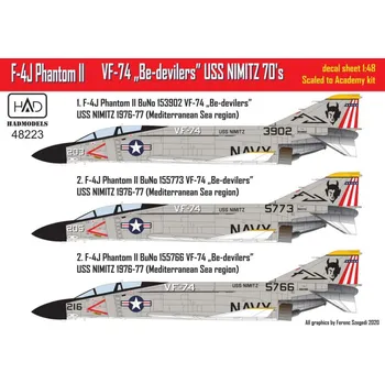 Plastikový model HAD models 1/48 Decal F-4J Phantom II VF-74 - part 1