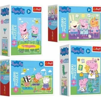 Puzzle Trefl Minipuzzle miniMaxi 20 dílků Prasátko Peppa/Peppa Pig 4 druhy v krabičce 11x8cm 24ks v boxu