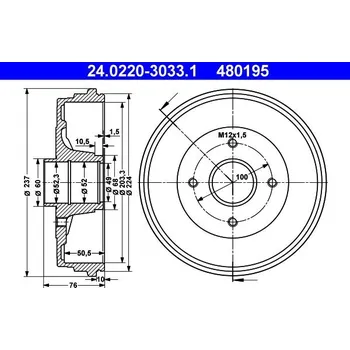 Brzdový buben Brzdový buben ATE 24.0220-3033.1