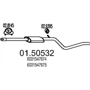 Tlumič výfuku Střední tlumič výfuku MTS 01.50532