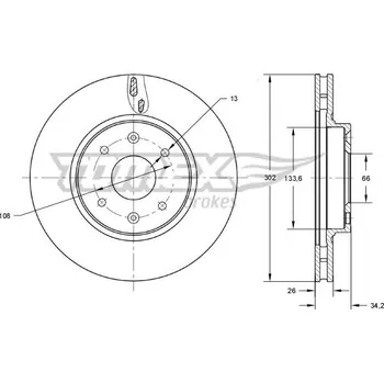 Brzdový kotouč Brzdový kotouč TOMEX Brakes TX 73-64