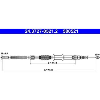 Brzdový systém Tažné lanko, parkovací brzda ATE 24.3727-0521.2