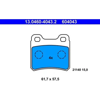 Brzdový systém Sada brzdových destiček, kotoučová brzda ATE 13.0460-4043.2