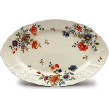 Nádobí Thun 1794 Bernadotte, mísa oválná, 34 cm, slonová kost, květiny, Thun