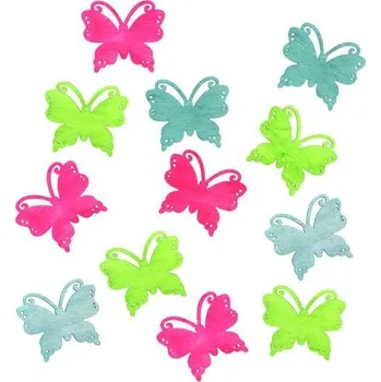 Set školních potřeb Dřevěné výseky 4cm - motýli zelenorůžový mix 12ks