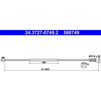 Lanko parkovací brzdy Tažné lanko, parkovací brzda ATE 24.3727-0749.2