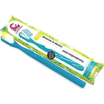 Zubní kartáček Lamazuna Bioplastový zubní kartáček s vyměnitelnou hlavicí, středně tvrdý, modrý