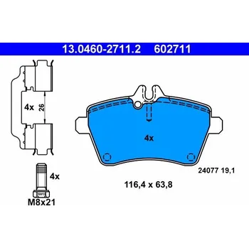 Auto-moto Sada brzdových destiček, kotoučová brzda ATE 13.0460-2711.2
