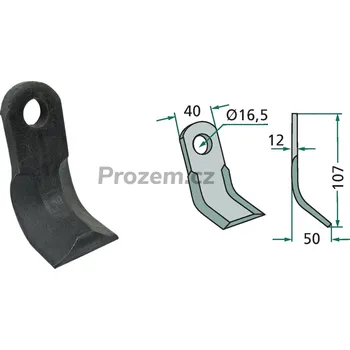 Pracovní nůž Mulčovací Y-nůž pro Becchio & Mandrile, 107/12/16,5 mm