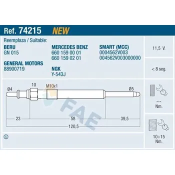 Zapalovací a žhavicí svíčka Žhavicí svíčka FAE 74215