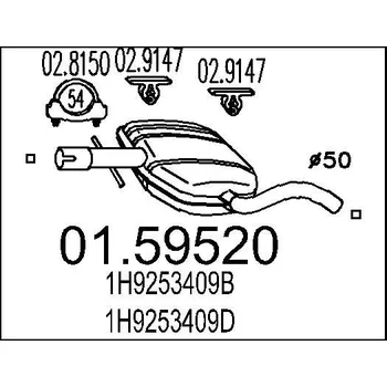 Auto-moto Střední tlumič výfuku MTS 01.59520
