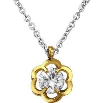 Souprava šperků Silver Náhrdelník Květina se zirkonem 316L - Stříbrno-zlatý