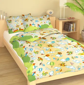 Povlečení Dětské bavlněné povlečení Domečky Rozměr: 40x60 a 90x140cm