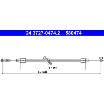 Brzdový systém Tažné lanko, parkovací brzda ATE 24.3727-0474.2