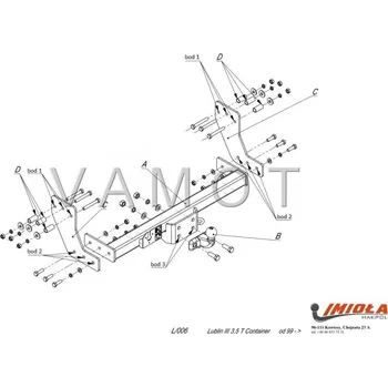 Tažné zařízení Tažné zařízení Lublin III 3,5 t CONTAINER (1999 a novější) (5149)