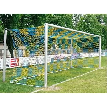 Sportovní branka Fotbalová branková síť PP 3,5 mm, plástvová oka, šachovnice, žlutá/modrá