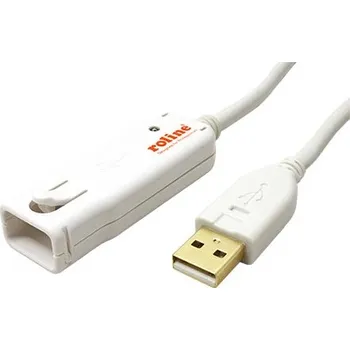 Datový kabel ROLINE USB 2.0 aktivní prodlužovací kabel, 12m, bílý - 12.04.1086