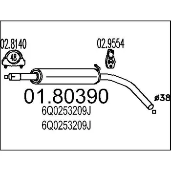 Tlumič výfuku Střední tlumič výfuku MTS 01.80390