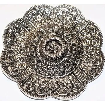 Vonná tyčinka Stojánek kov, kulatý, stříbrná patina, květ/ menší