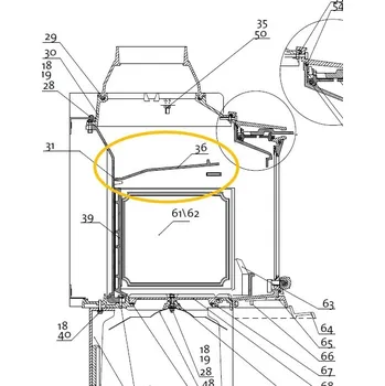 Krbová kamna JOTUL Deflektor I 80 RH / 90 VISION; ND 10251912 - náhradní díl pro krbové vložky I 80 RH; 90 VISION
