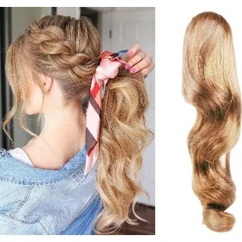 Příčesek Clip in příčesek culík / cop 100% japonský kanekalon 60cm vlnitý - přírodní/světlejší blond
