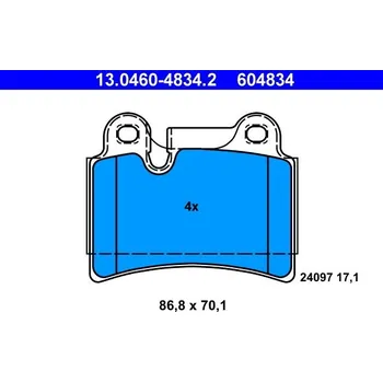 Brzdová destička Sada brzdových destiček, kotoučová brzda ATE 13.0460-4834.2