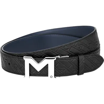 Módní doplněk Opasek M buckle black/blue 35 mm reversible ocel