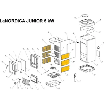 Krbová kamna NORDICA Litinová vyzdívka boční, pro kamna JUNIOR a SUPER JUNIOR, ND 1130039