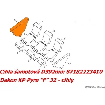 Tuhé palivo DAKON Náhradní díl 87182223410, Půlměsíc zadní KP F 32, pro topeniště kotle DAKON KP Pyro F 32