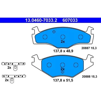Brzdový systém Sada brzdových destiček, kotoučová brzda ATE 13.0460-7033.2