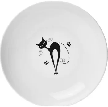 Talíř Porcelánový hluboký talíř černé KOČKY, mix - 20 cm