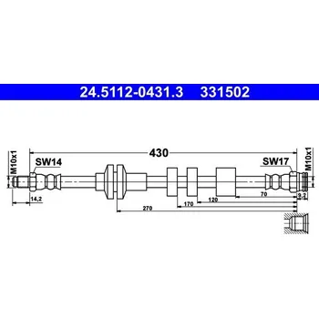 Brzdový systém Brzdová hadice ATE 24.5112-0431.3