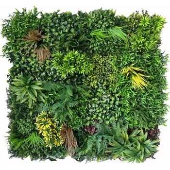 umělá květina ZELENÁ STĚNA žlutý mix, dílec 100 x 100 cm (Realistická zelená stěna yellow mix o rozměru 100 x 100 cm)