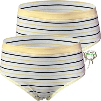 Dámské spodní prádlo Dámské bavlněné kalhotky - Tinasan pruhované NBR06 (Balení/2ks) Barva: Žlutá, Velikost: L