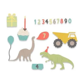 Kancelářská technika SIZZIX Thinlits vyřezávací kovové šablony - narozeniny kluci 15 ks