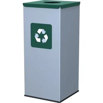 Odpadkový koš HTI Hranatý odpadkový koš zelené víko 50 l MC-7577-2