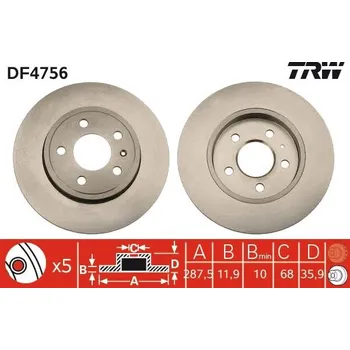 Brzdový kotouč Brzdový kotouč TRW DF4756