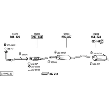 Zadní díl výfuku zadní tlumič výfuku Polmostrow 154323P, náhrada za Bosal 154-323