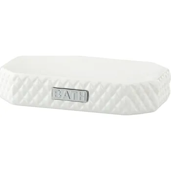 Mýdlenka LENE BJERRE Podložka pod tuhé mýdlo MARION bílá se stříbrným detailem