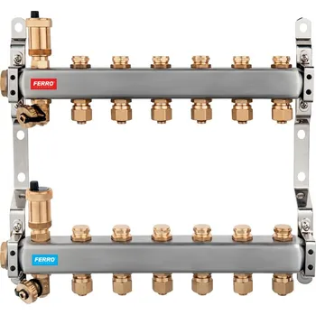 rozdělovač topení Novaservis, Rozdělovač nerez s regulačními mechanickými ventily 3 okruhy, SN-RO03S