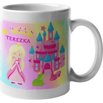 Hrnek se jménem Zámek a princezna černý vnitřek a ucho (+25 Kč) Keramický hrnek