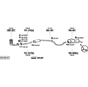 Tlumič výfuku střední tlumič výfuku Polmostrow 285601P, náhrada za Bosal 285-601