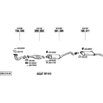 Zadní díl výfuku zadní tlumič výfuku Polmostrow 185311P, náhrada za Bosal 185-311