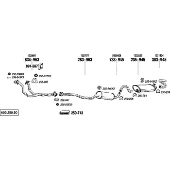 Střední díl výfuku střední tlumič výfuku Bosal 283-963